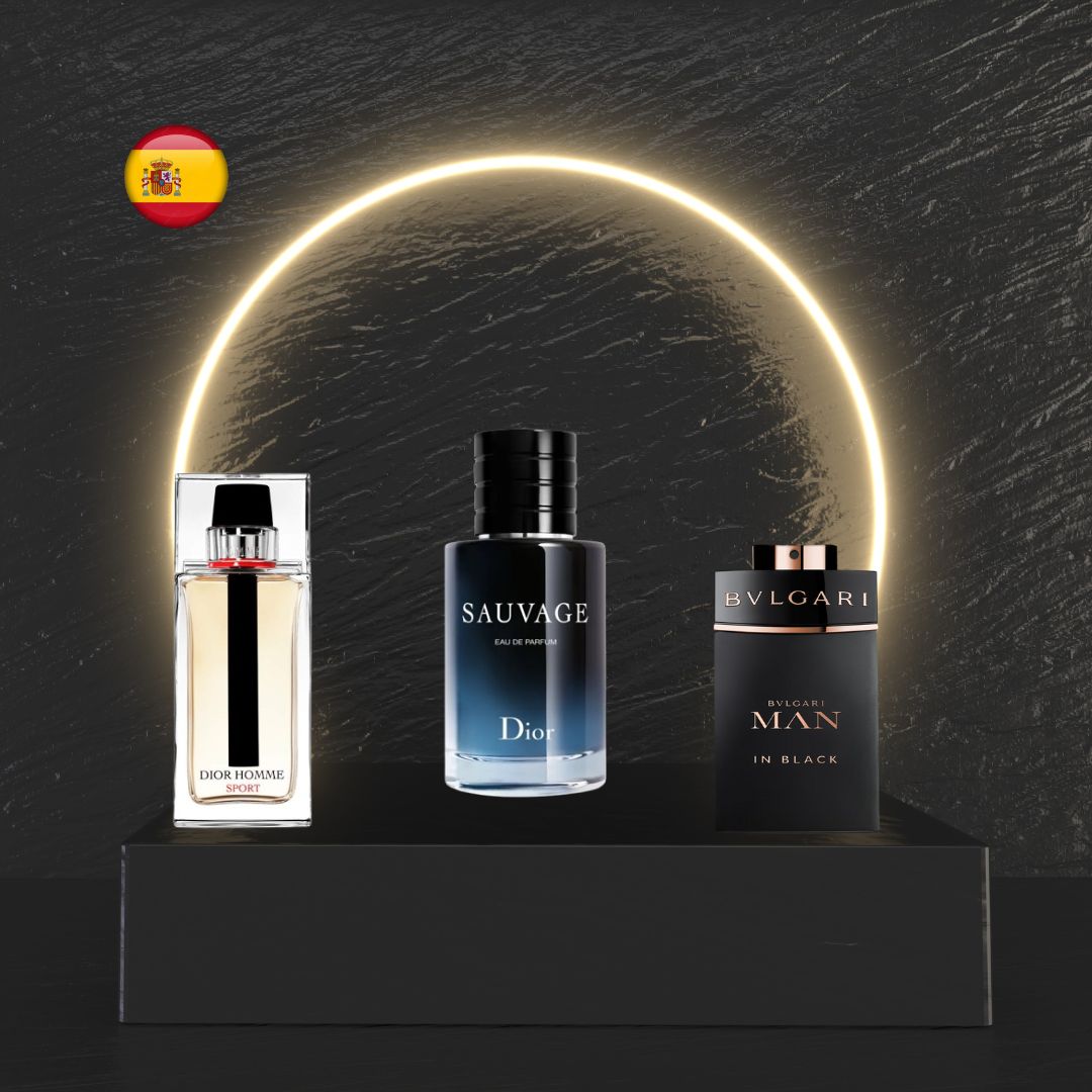 Pack 3 Perfumes Dior Sauvage+Homme Sport+Bvlgari Man in Black